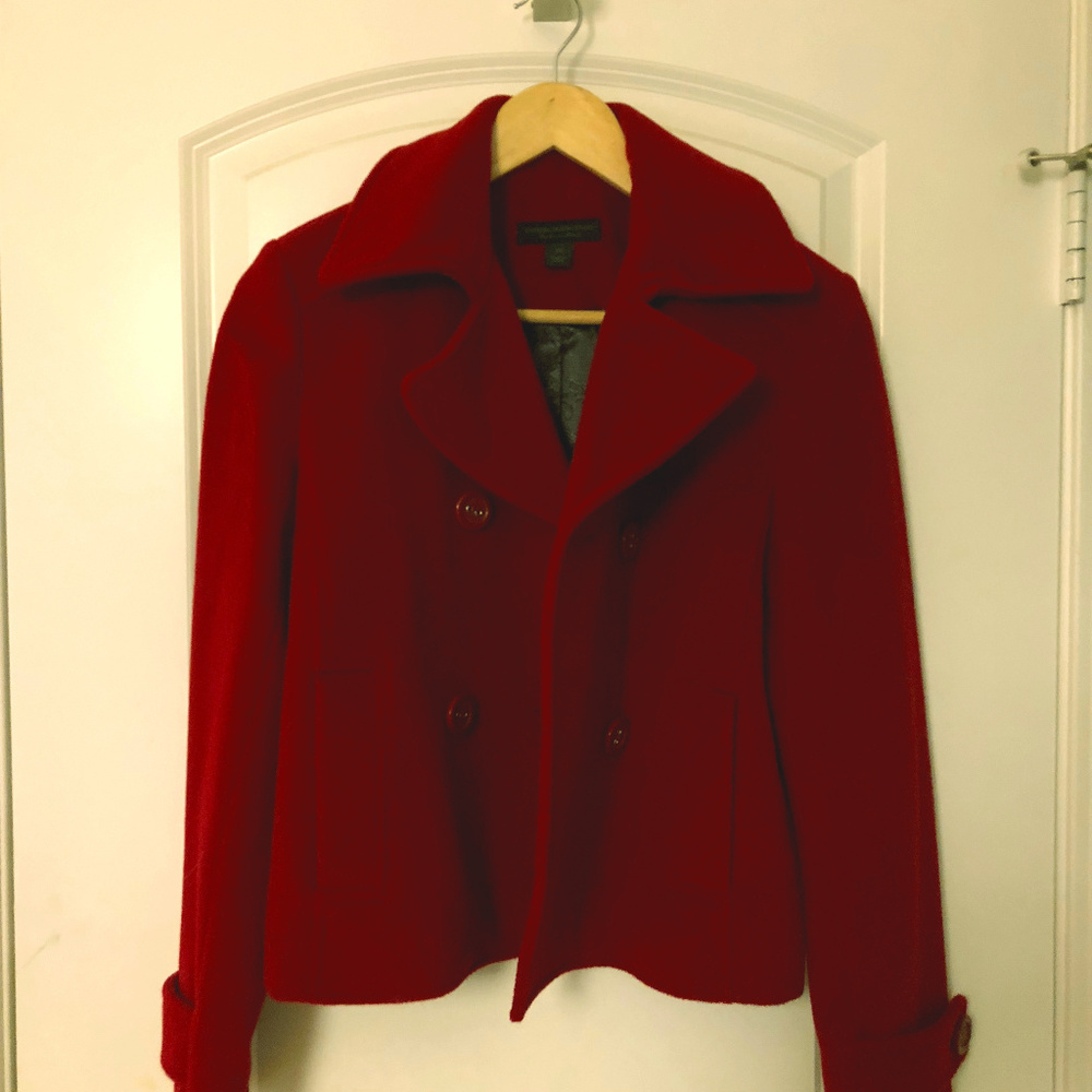 Express Red Cashmere Blend Double Breast XS
